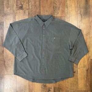 Haggar Men's Luxury Microfiber Grey Flint Striped Button Down Shirt Size 3X